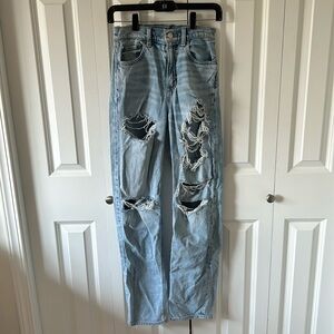 AE Ripped Highest Waist Baggy Straight Jean